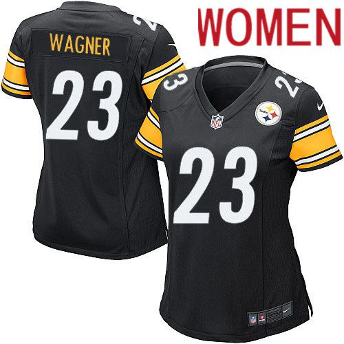 Women Pittsburgh Steelers 23 Mike Wagner Nike Black Game Player NFL Jersey